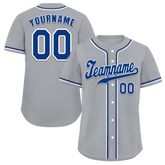 Custom Grey Classic Style Blue Authentic Baseball Jersey